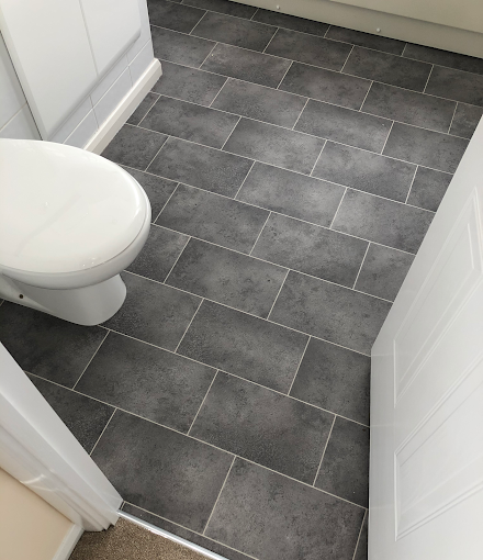 Vinyl flooring fitted in bathroom